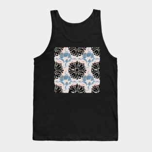 Black Flower Pattern Tank Top